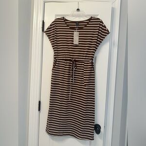 Brown Midi Sheath Dress with Dolman Sleeves (NEW)